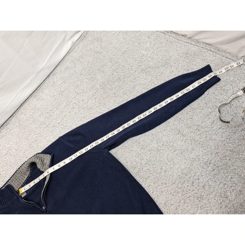 Eddie Bower Quarter‎ Zip Mock Neck Grandpa Core Sweater Navy Blue XLT Fisherman - Picture 9 of 15